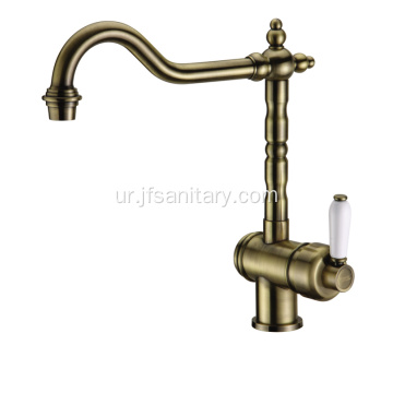 Bronzed پیتل ڈیک ایک لیور باورچی خانے کے faucets نصب